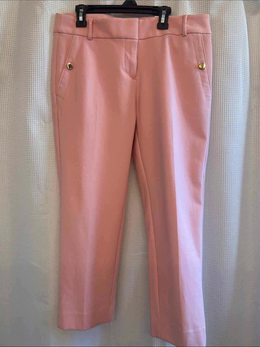 LOFT Marissa The Riviera Pink Cropped Pants with Gold Buttons, 6P, NWT